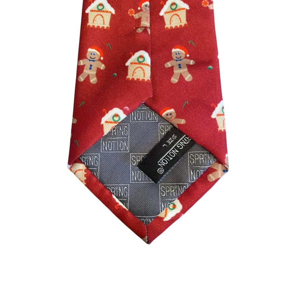 Spring Notion Boys Red Gingerbread‎ Man Christmas Zipper Tie Holiday Size L